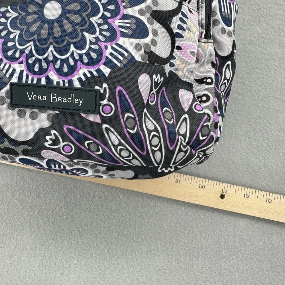 Vera Bradley Heather Small Backpack Purple Grey Floral Paisley Zippered Bag